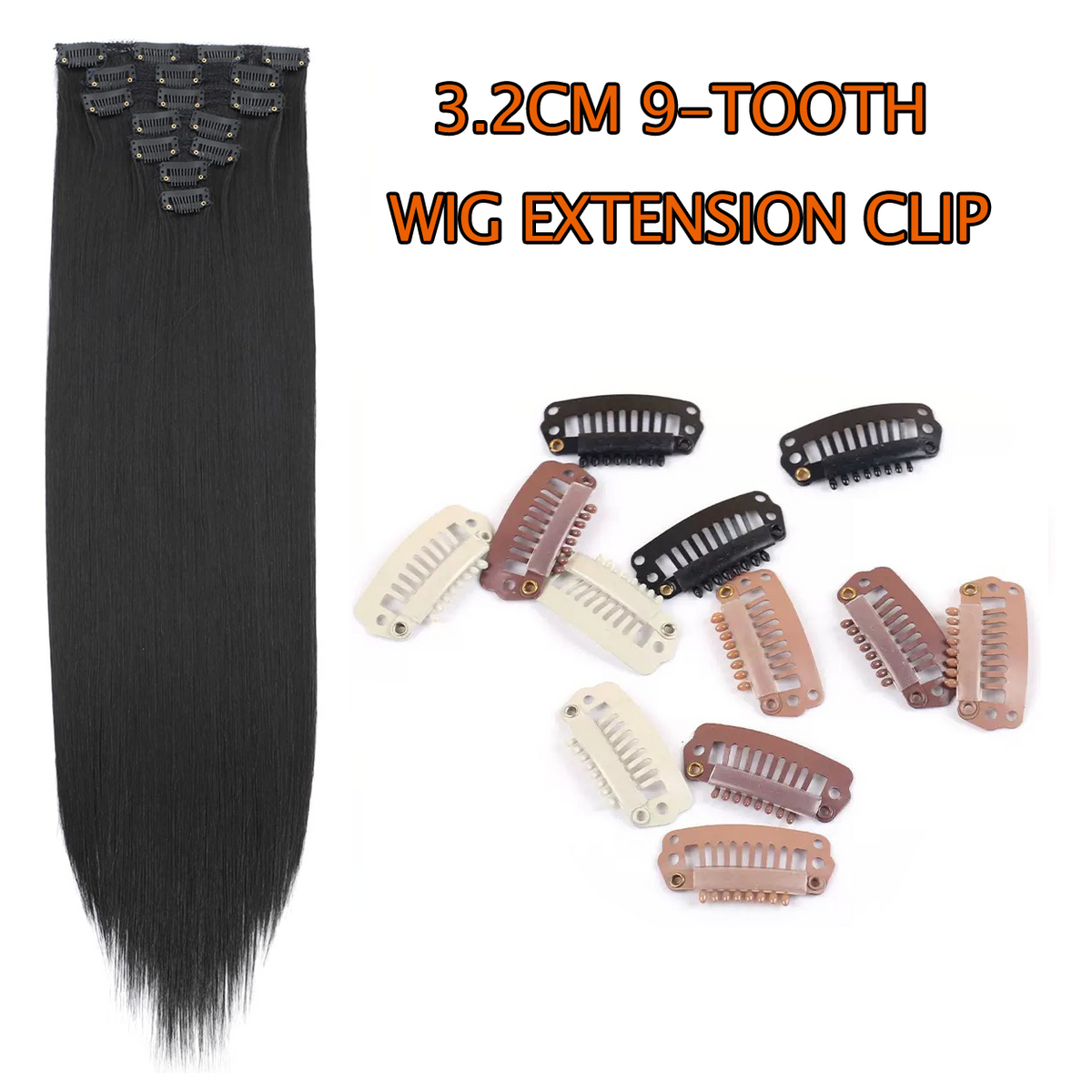 Lady Royal Metal Wig Snap Clips 3.2cm, 9 Teeth, Multi-Color Hair Extension Clips