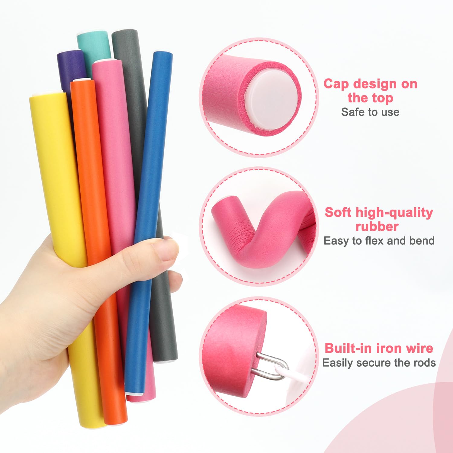Lady Royal Flexible Foam Hair Curlers – Soft Rod Rollers for DIY Curls & Waves (Multiple Sizes)