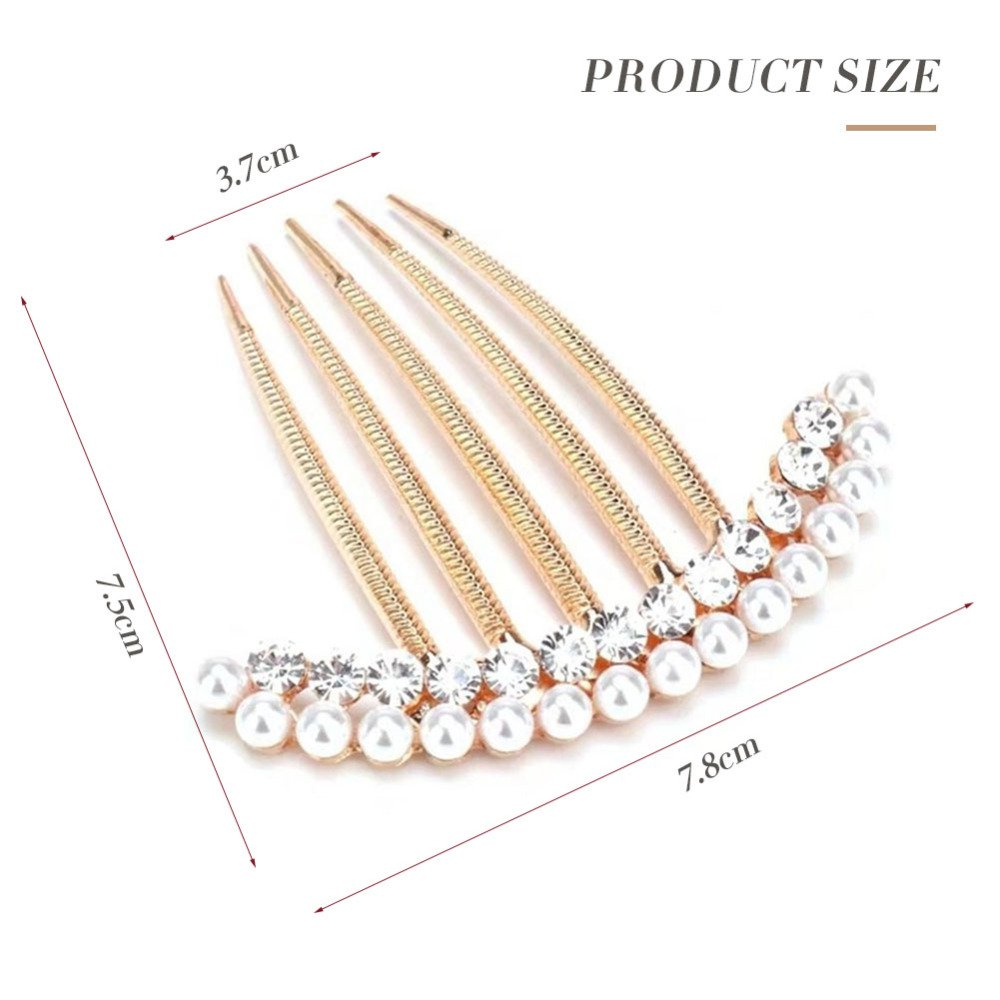 Lady Royal Pearl & Rhinestone Bridal Hair Comb Gold-Tone Alloy, 7.8 cm