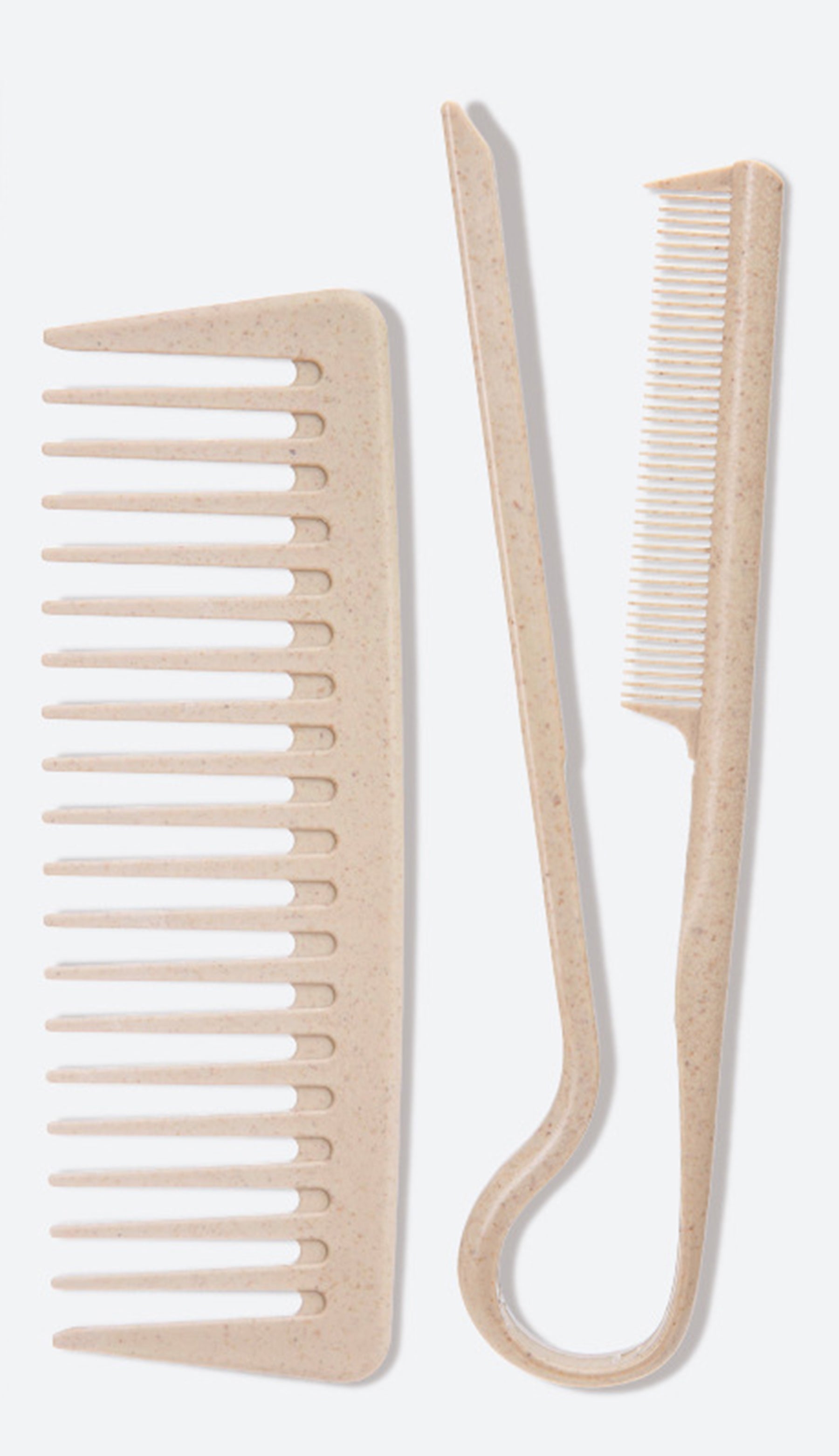 Wheat Straw Hair Comb Set – Wide Tooth Comb & V-Shaped Sectioning Comb