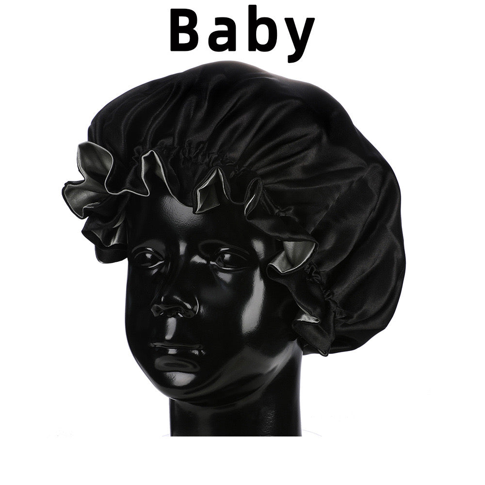 Lady Royal Baby Double Layer Satin Lace Sleeping Cap with Adjustable Tightness