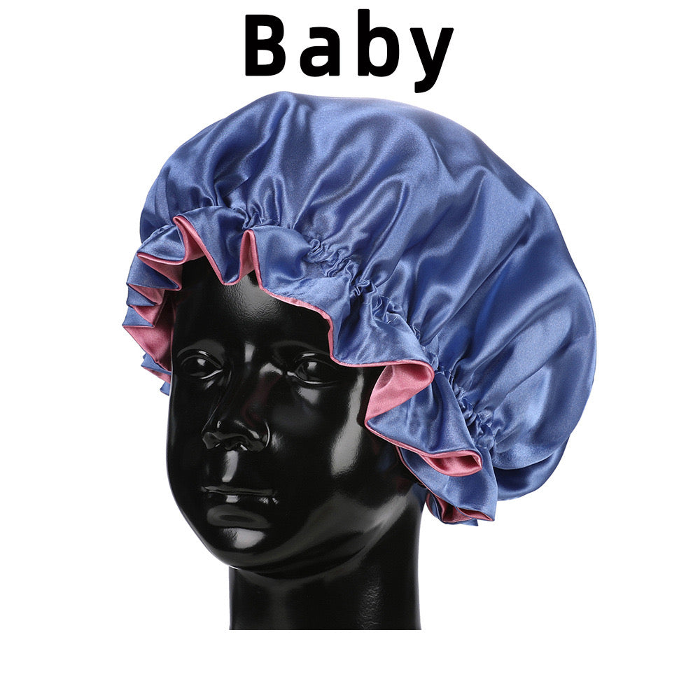 Lady Royal Baby Double Layer Satin Lace Sleeping Cap with Adjustable Tightness