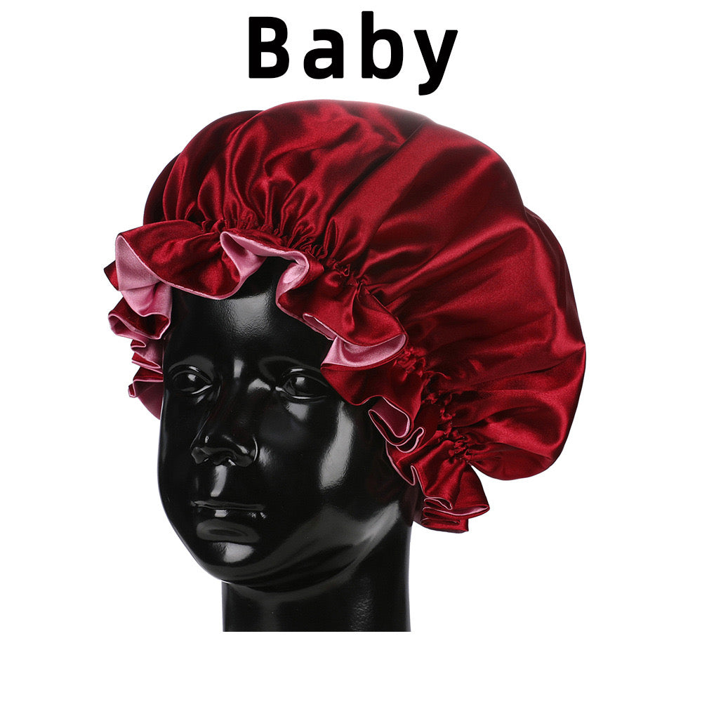 Lady Royal Baby Double Layer Satin Lace Sleeping Cap with Adjustable Tightness