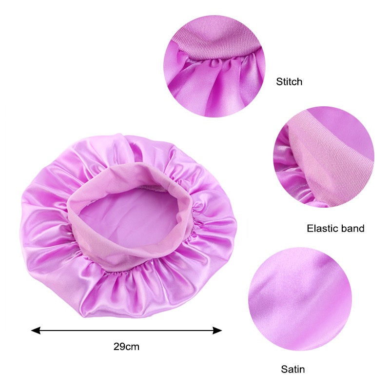 Lady Royal Kids’ Single-Layer Satin Sleep Cap with Wide Elastic Band