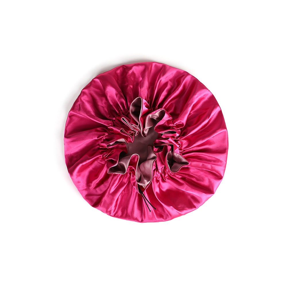 Lady Royal Baby Double Layer Satin Lace Sleeping Cap with Adjustable Tightness