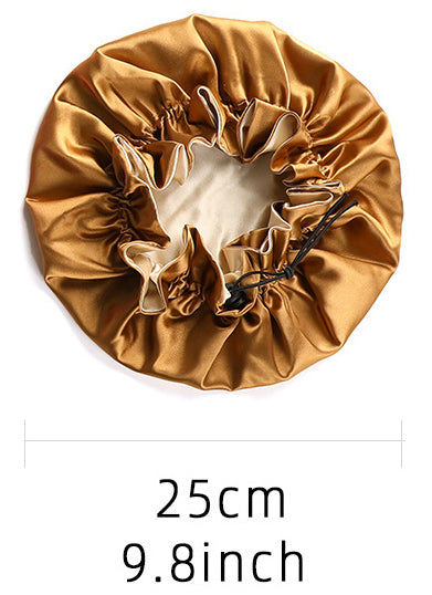 Lady Royal Baby Double Layer Satin Lace Sleeping Cap with Adjustable Tightness