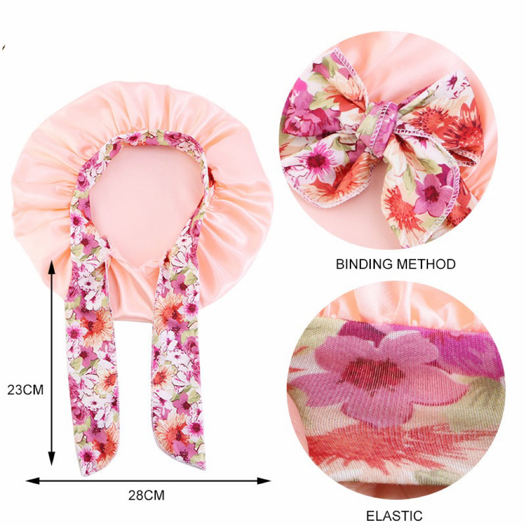 Lady Royal Satin Kids Bonnet with Headband-Style Bowknot