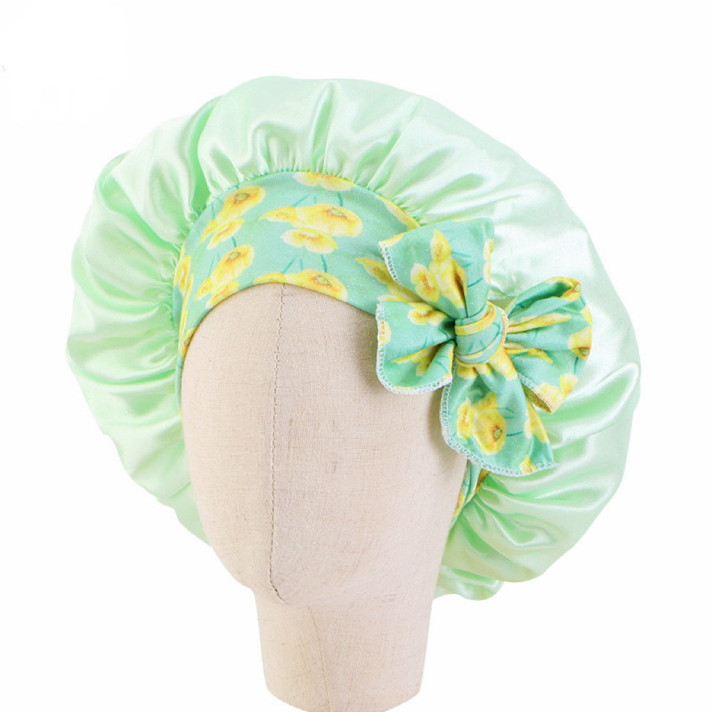 Lady Royal Satin Kids Bonnet with Headband-Style Bowknot