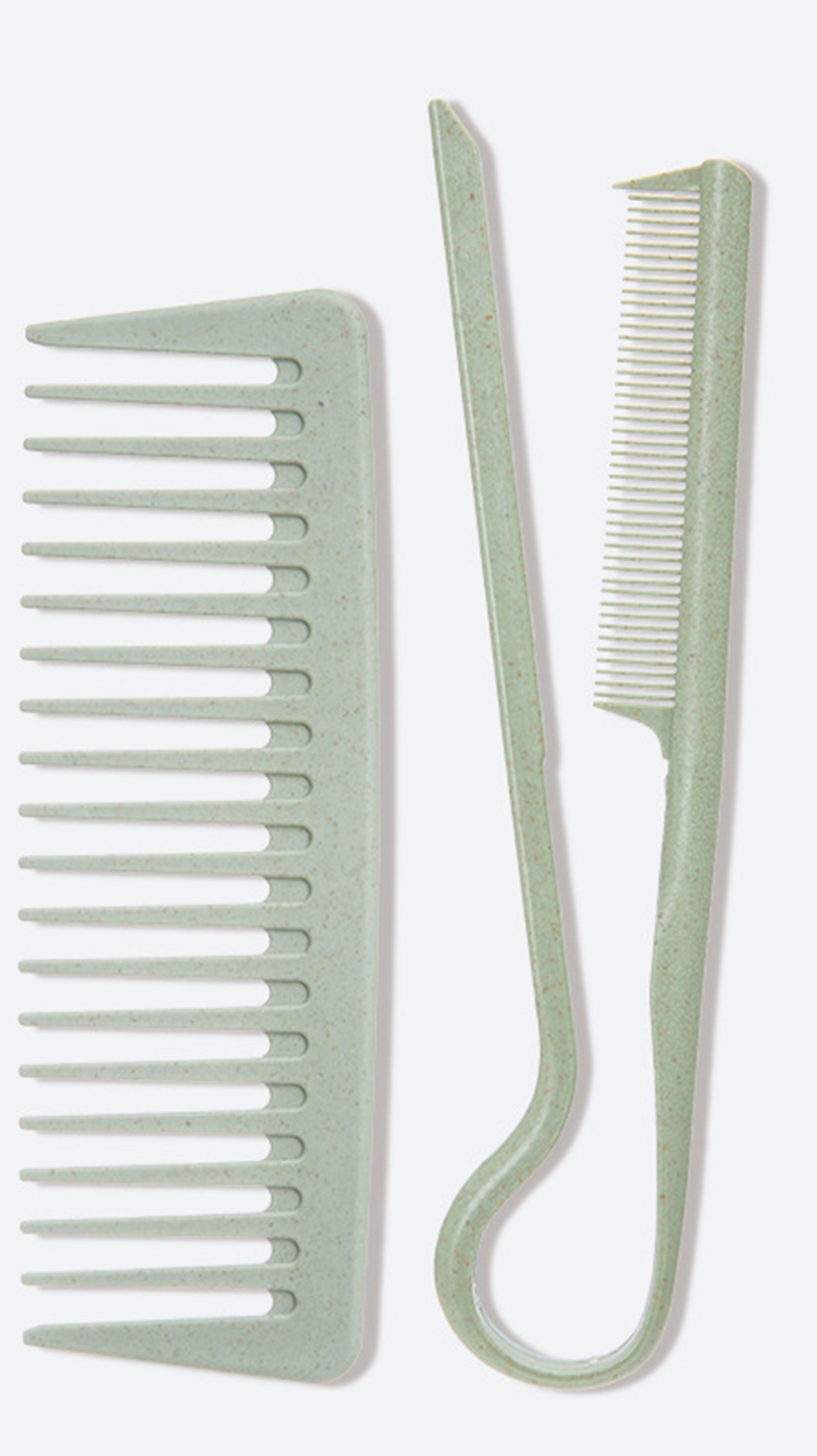 Wheat Straw Hair Comb Set – Wide Tooth Comb & V-Shaped Sectioning Comb