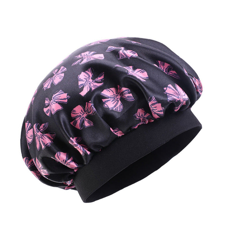 Lady Royal Kids’ Wide Elastic Band Satin Sleep Cap with Smiley Print