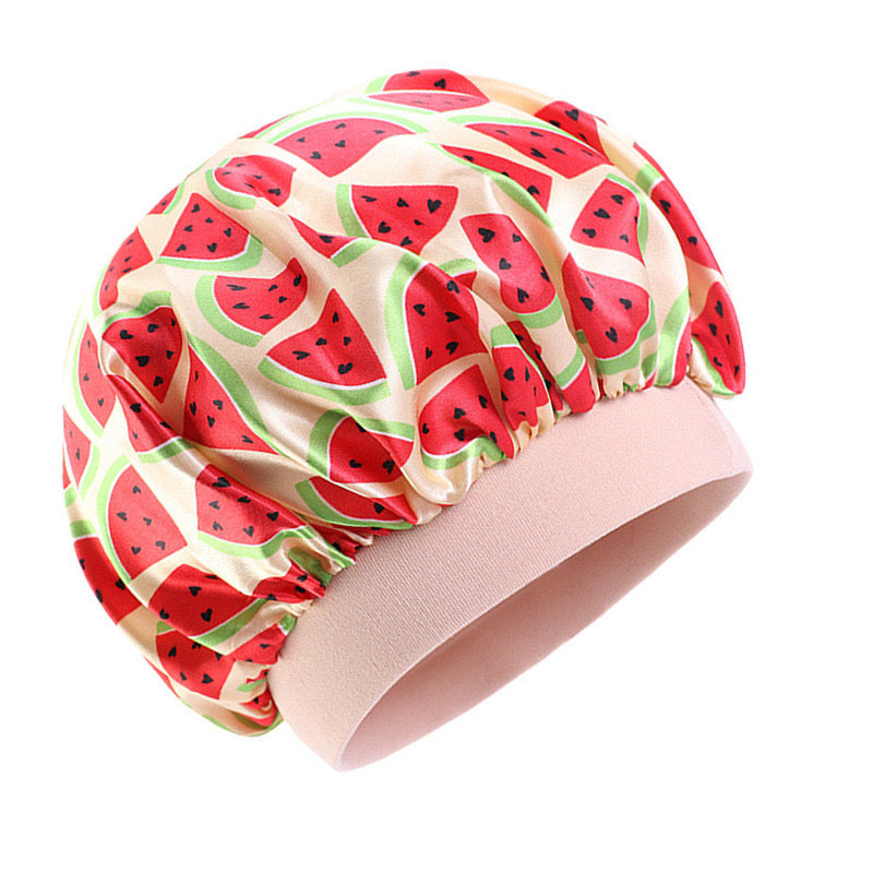 Lady Royal Kids’ Wide Elastic Band Satin Sleep Cap with Smiley Print