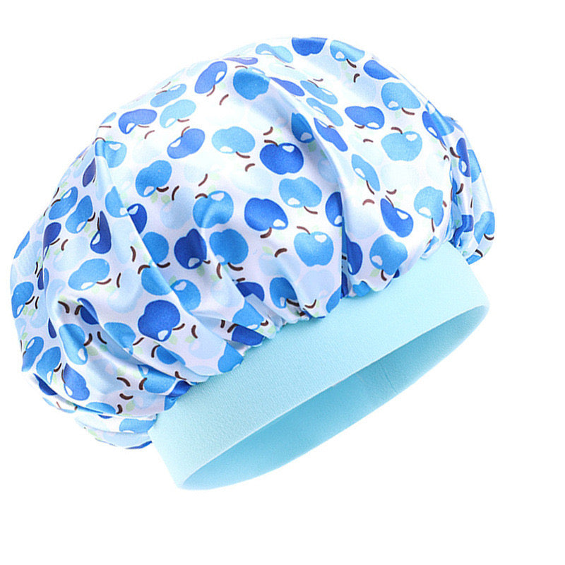 Lady Royal Kids’ Wide Elastic Band Satin Sleep Cap with Smiley Print