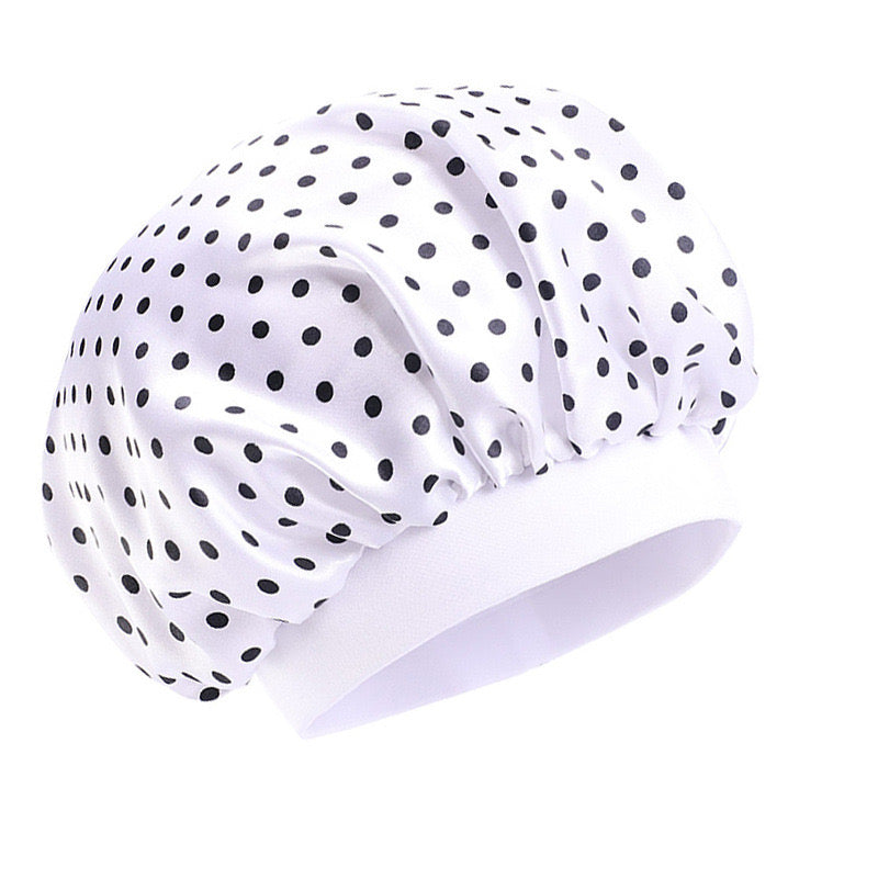 Lady Royal Kids’ Wide Elastic Band Satin Sleep Cap with Smiley Print