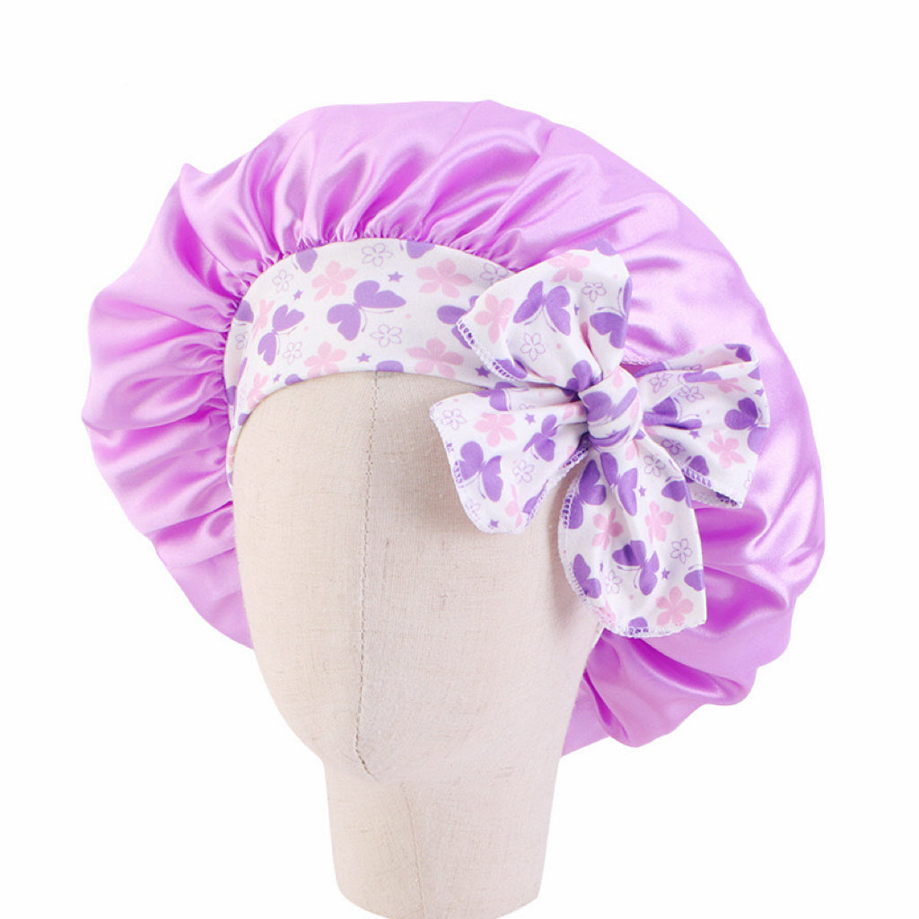 Lady Royal Satin Kids Bonnet with Headband-Style Bowknot
