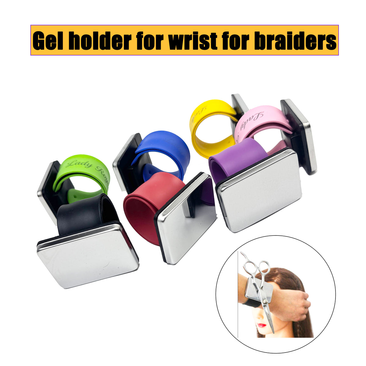 Lady Royal Magnetic Silicone Wristband for Braiding Gel, Hair Clips & Sewing Tools – Soft Comfortable Band