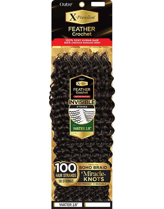 Remy Human Hair Feather Crochet Miracle Knots Water Wave 45cm