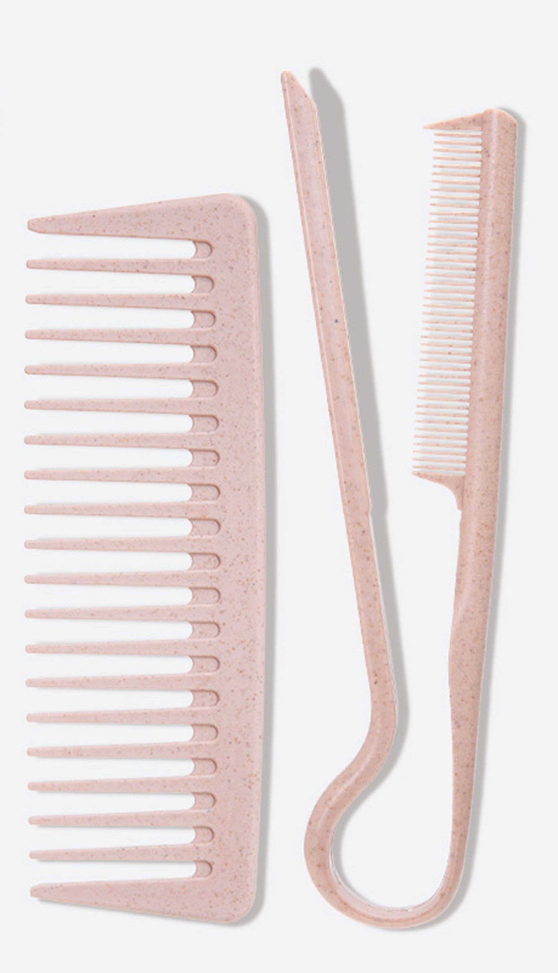Wheat Straw Hair Comb Set – Wide Tooth Comb & V-Shaped Sectioning Comb