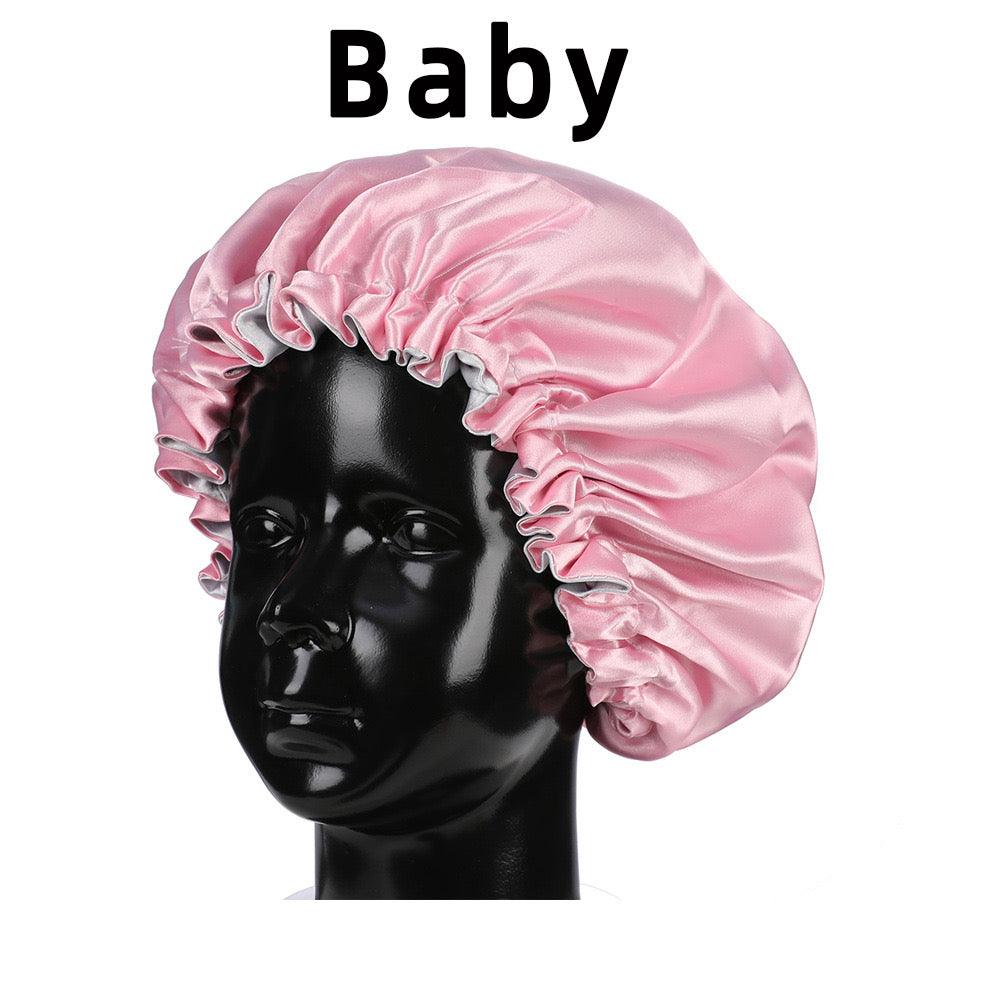 Lady Royal Baby Double Layer Satin Lace Sleeping Cap with Adjustable Tightness