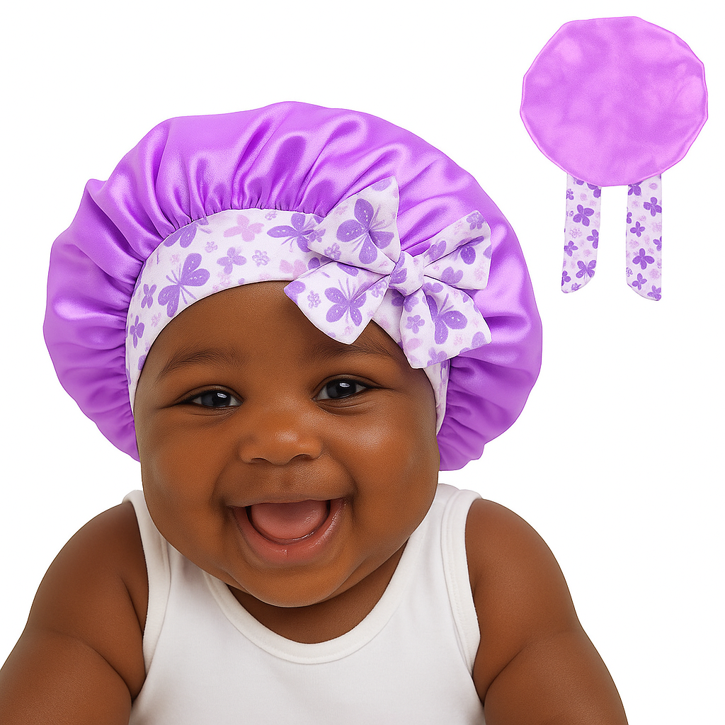 Lady Royal Kids’ Satin Sleep Bonnet with Bowknot