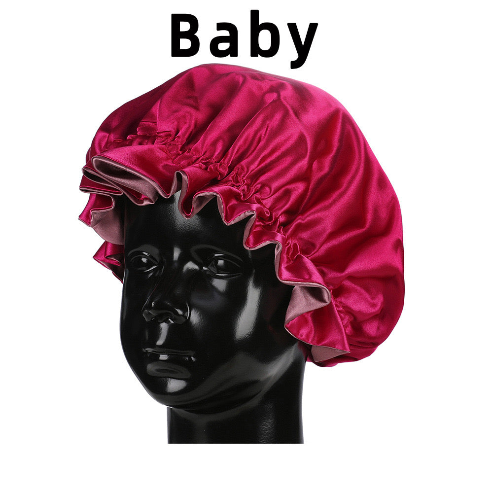 Lady Royal Baby Double Layer Satin Lace Sleeping Cap with Adjustable Tightness