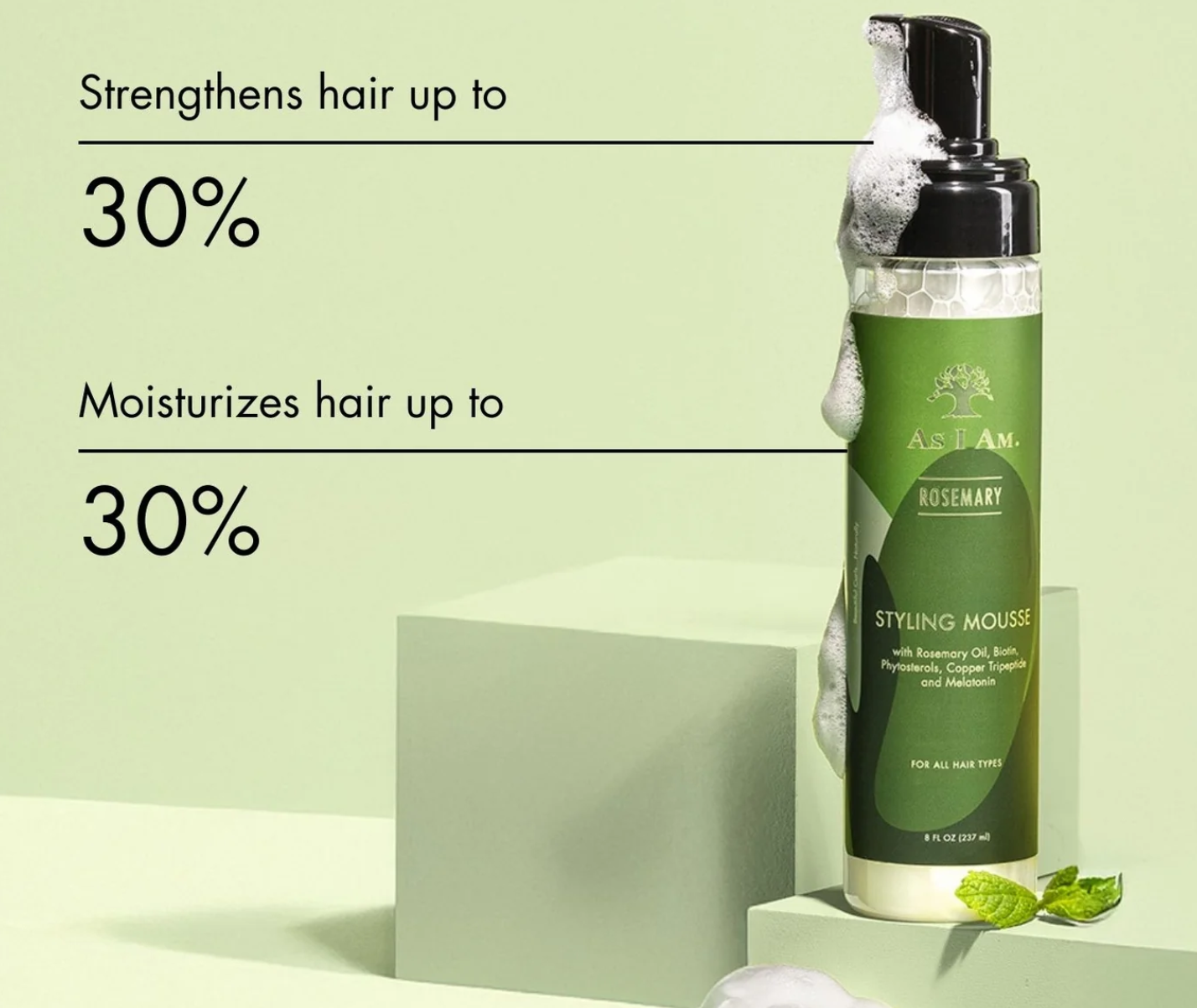 As I am Rosemary Styling Mousse 8oz