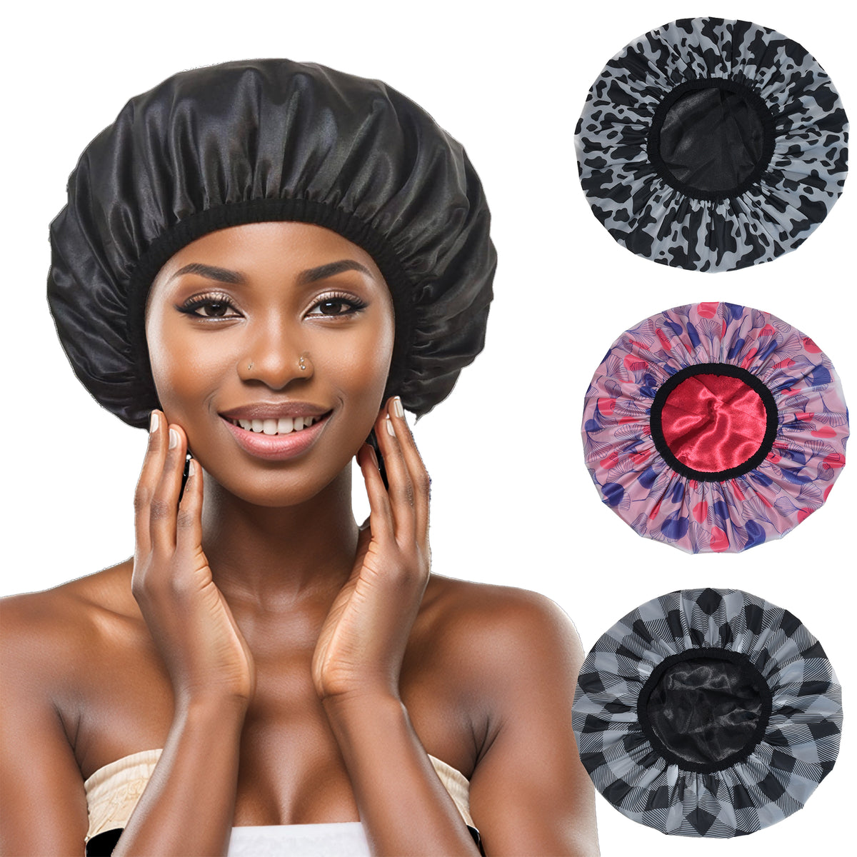 Lady Royal Reusable Double-Layer Satin Shower Cap