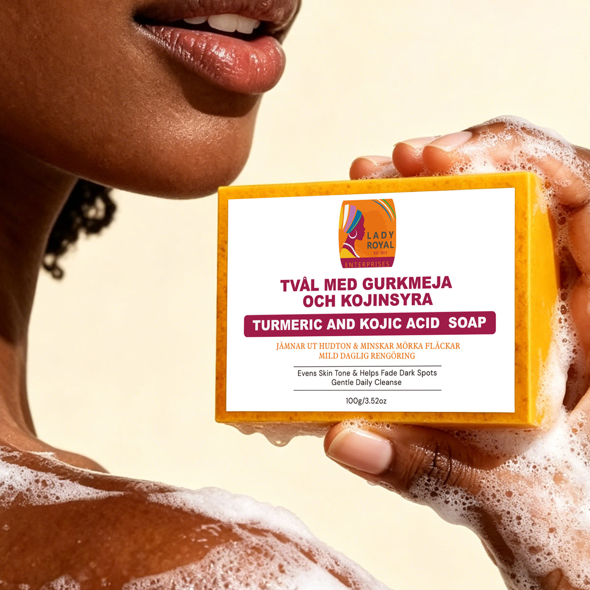 Lady Royal Turmeric & Kojic Soap 100g – Brightening Soap for Even Skin Tone