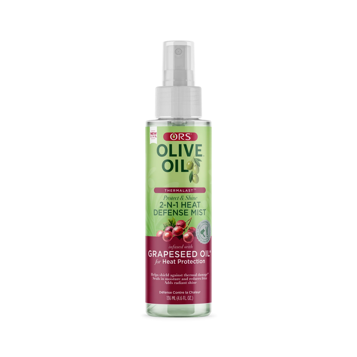 ORS Olive Oil Thermalast Protect and Shine 2-in-1 Heat Defense Mist infused with Grapeseed Oil 4.6oz