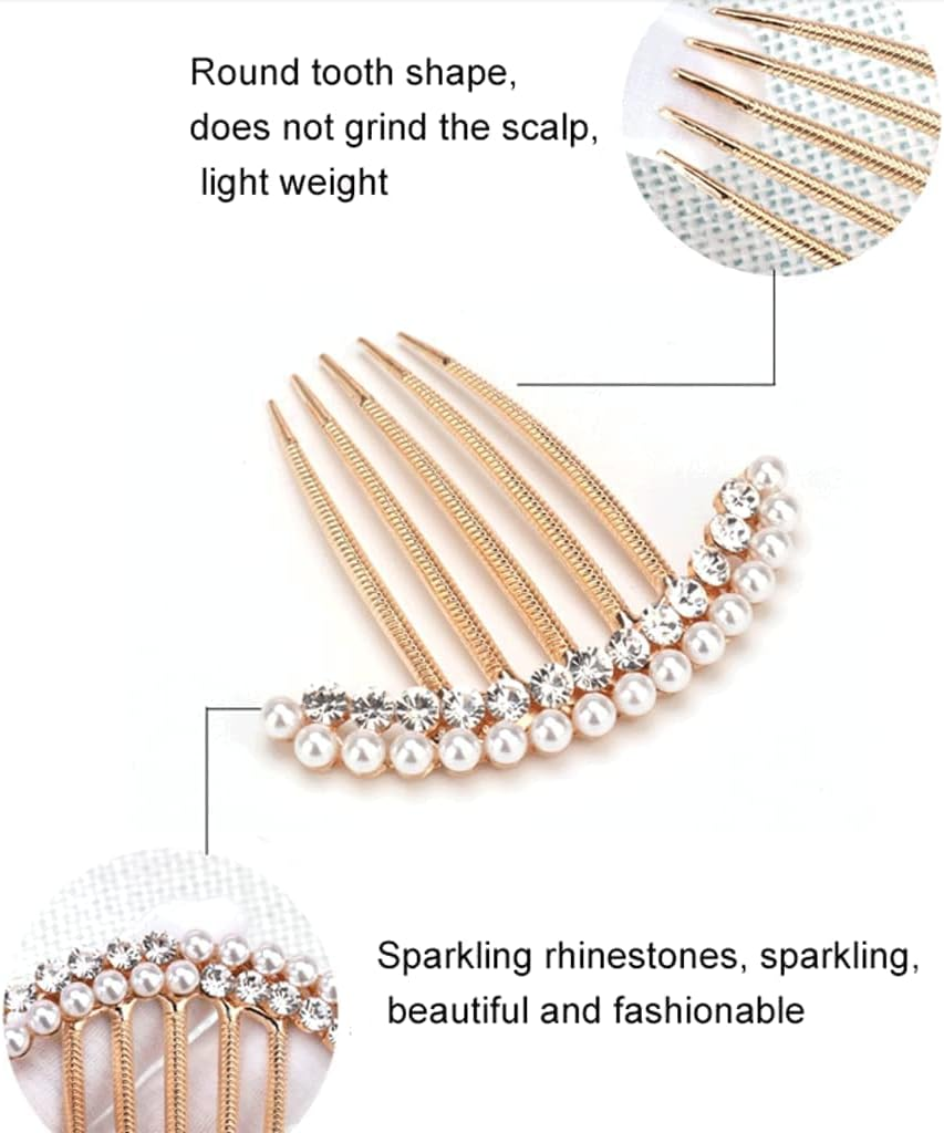 Lady Royal Pearl & Rhinestone Bridal Hair Comb Gold-Tone Alloy, 7.8 cm