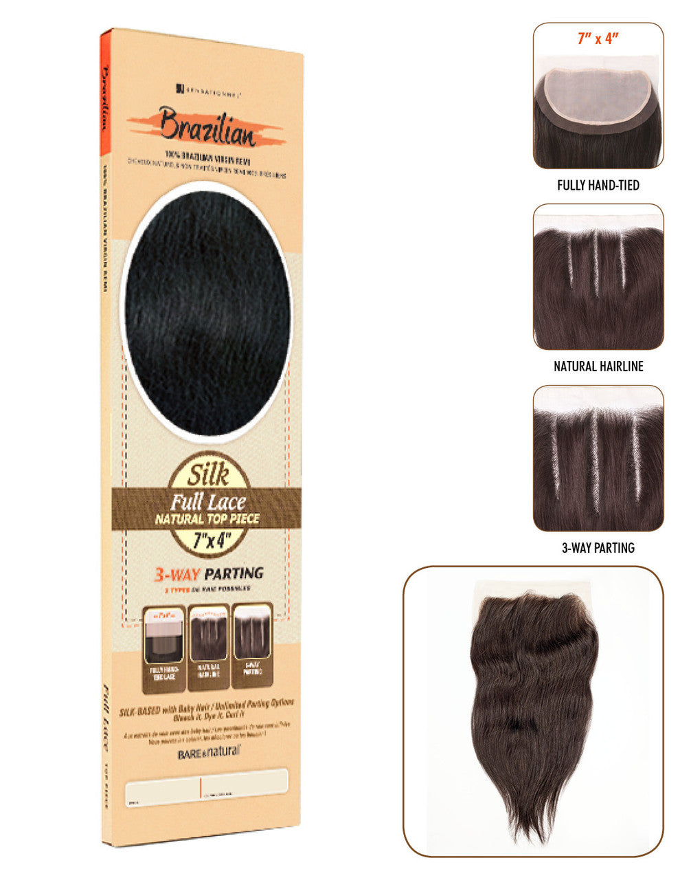 Human Hair Straight Closure 7x4 12"