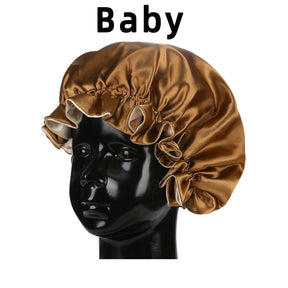 Lady Royal Baby Double Layer Satin Lace Sleeping Cap with Adjustable Tightness