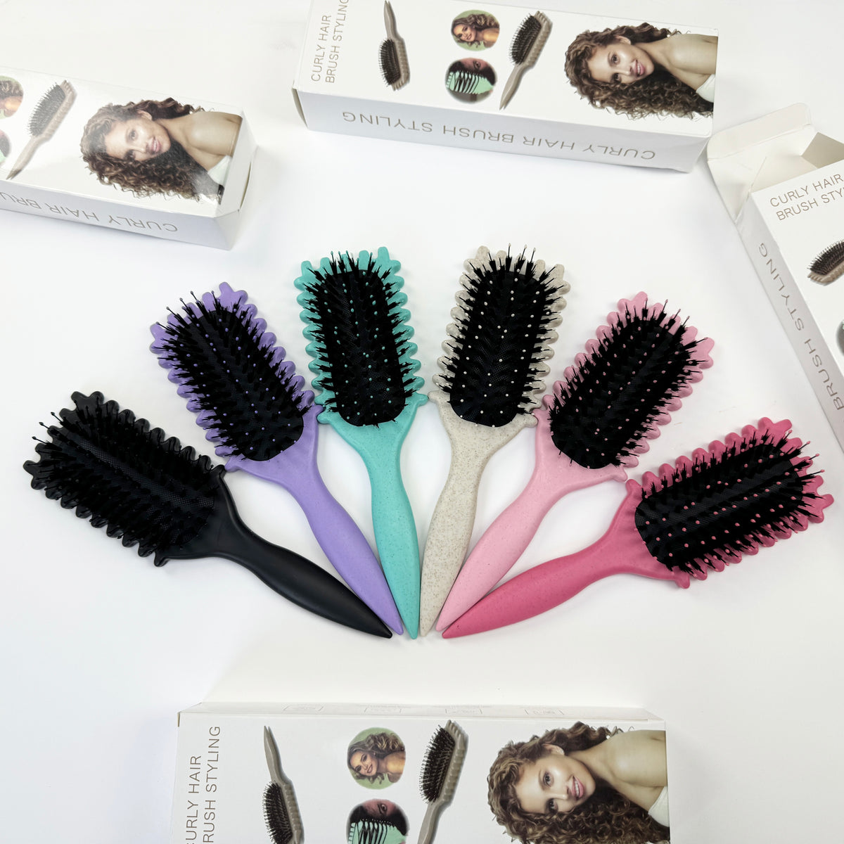 Flexible Boar Bristle Scalp Massage Curling Brush