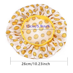 Lady Royal Kids’ Wide Elastic Band Satin Sleep Cap with Smiley Print