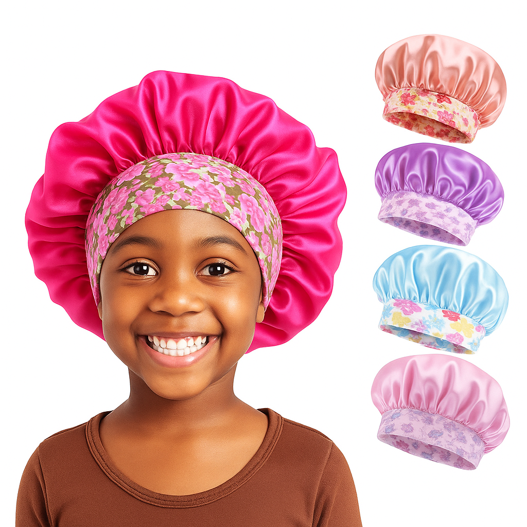 Lady Royal Satin Kids Bonnet with Floral or Animal Print