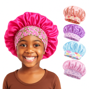 Lady Royal Satin Kids Bonnet with Floral or Animal Print