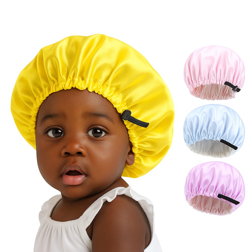 Lady Royal Adjustable Double-Layer Satin Sleep Cap for Kids