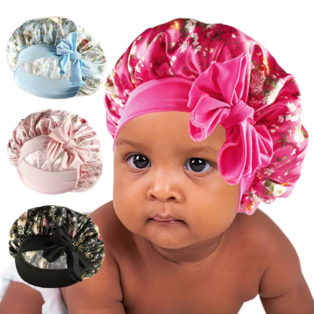 Lady Royal Satin Baby Bonnet with Bowknot Tie