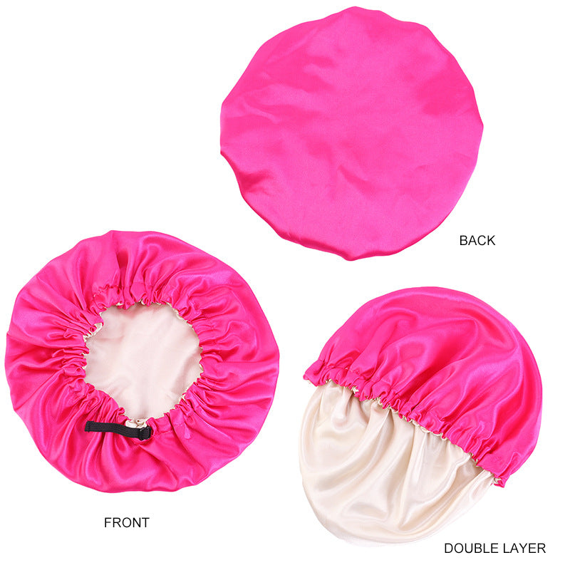 Lady Royal Adjustable Double-Layer Satin Sleep Cap for Kids