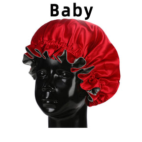 Lady Royal Baby Double Layer Satin Lace Sleeping Cap with Adjustable Tightness