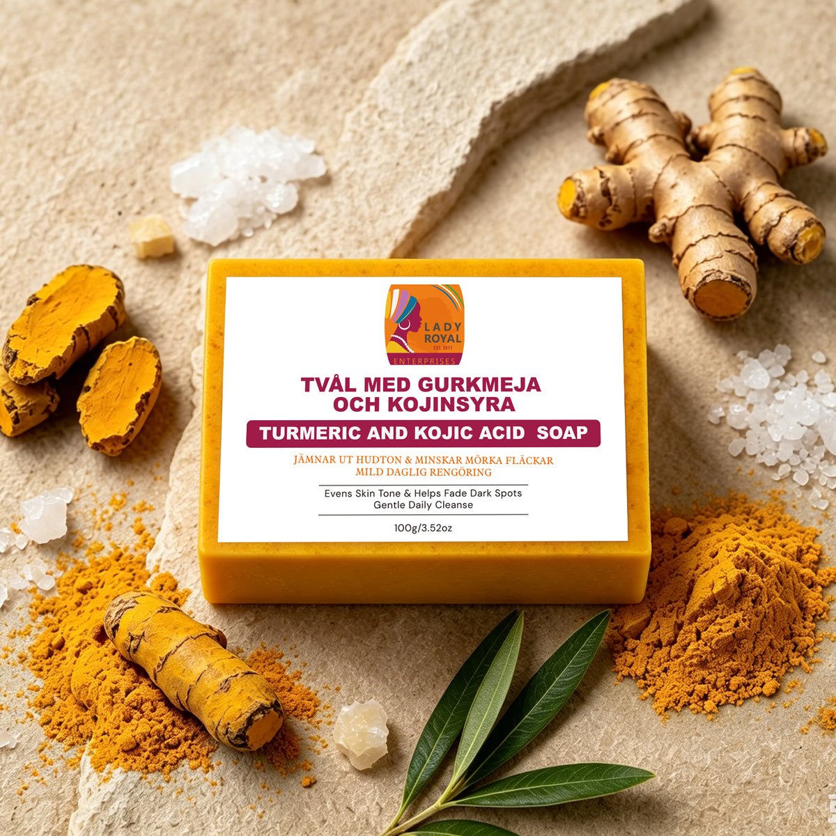 Lady Royal Turmeric & Kojic Soap 100g – Brightening Soap for Even Skin Tone