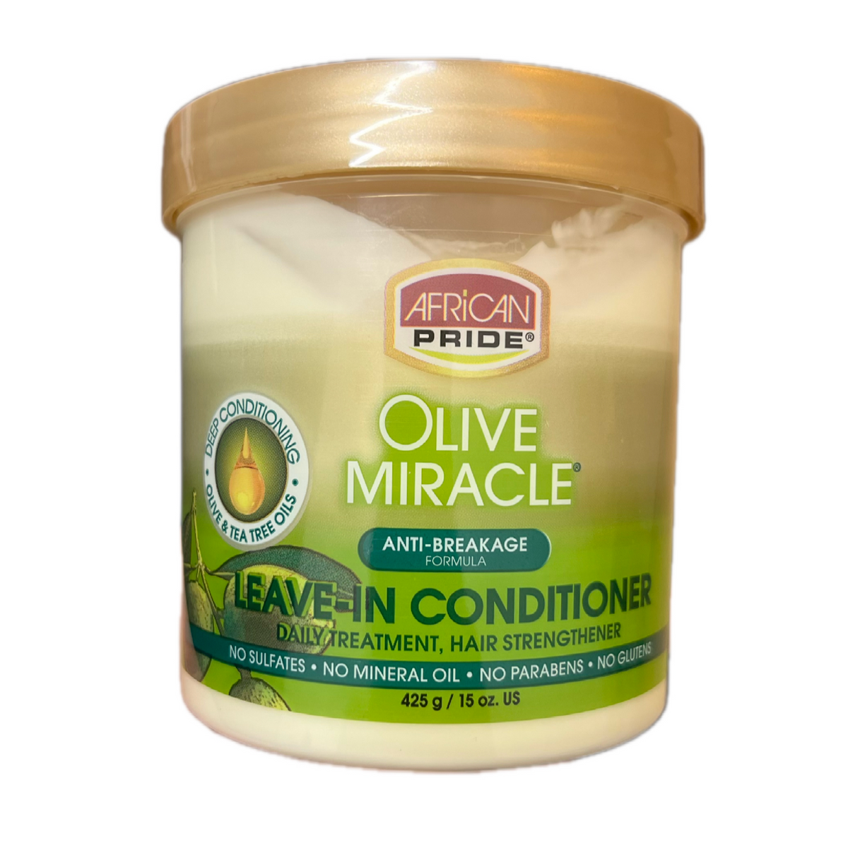 African Pride Olive Miracle Daily Treatment Hair Strengthener Leave-In Conditoner 15oz