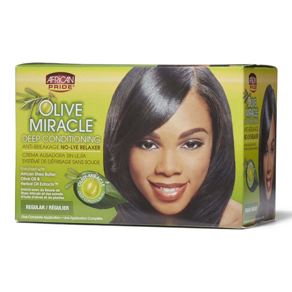 African Pride Olive Miracle Deep Conditioning No-Lye Relaxer Anti- Breakage, Regular
