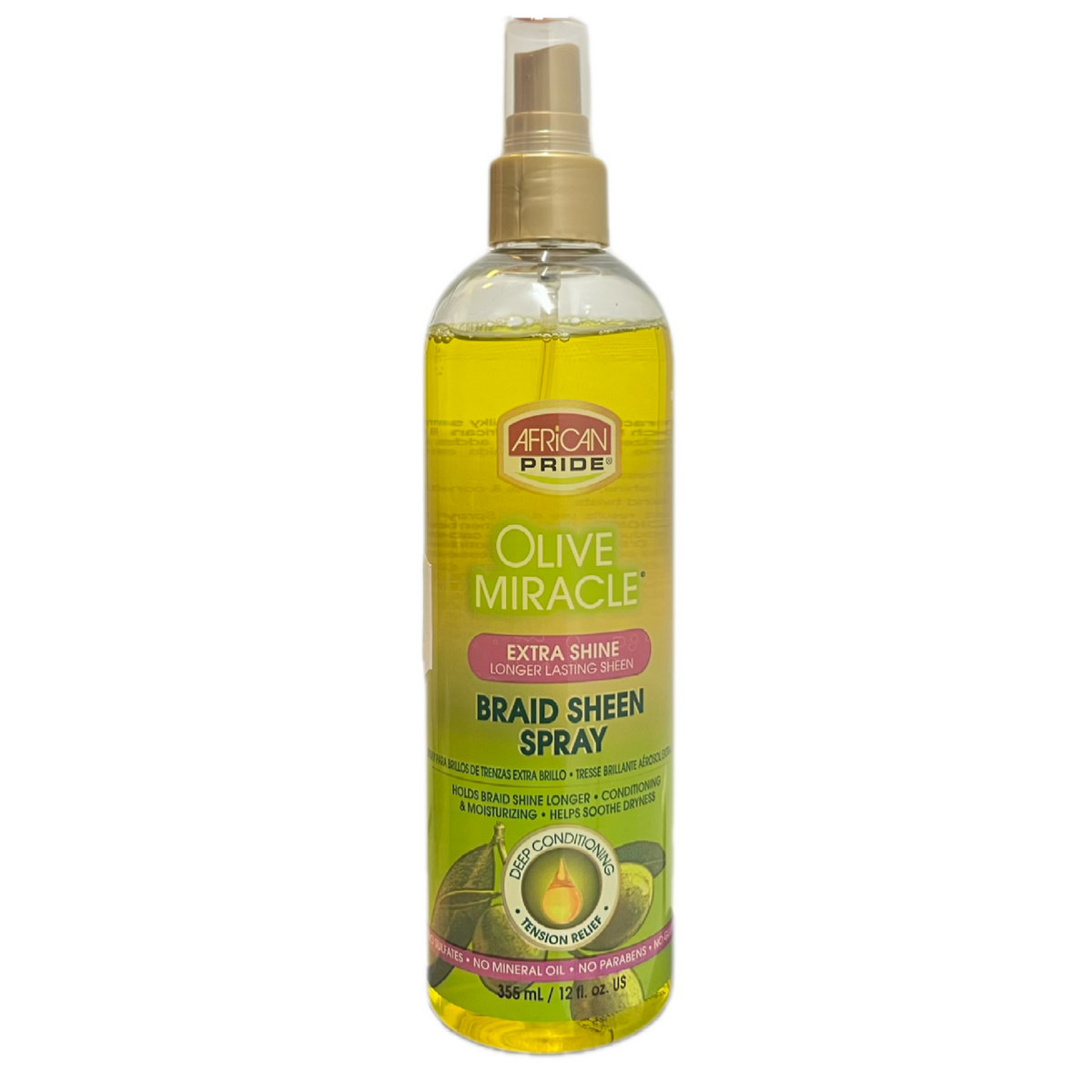African Pride Olive Miracle Extra Shine Braid Sheen Spray 12oz