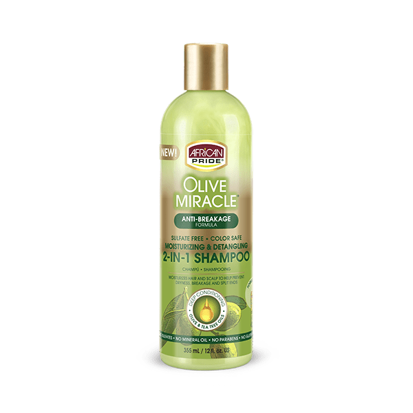 African Pride Olive Miracle Moisturizing & Detangling 2 In 1 Shampoo, 12oz